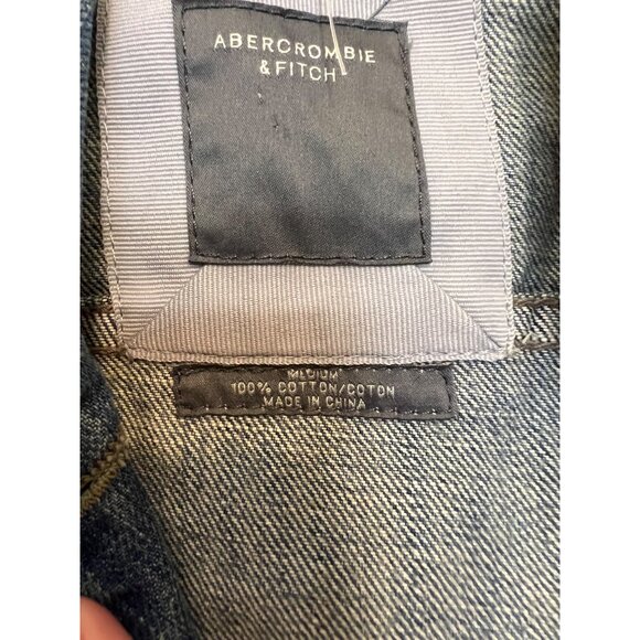 Abercrombie & Fitch Womens Medium Cropped Blue Denim Jacket - Picture 4 of 9